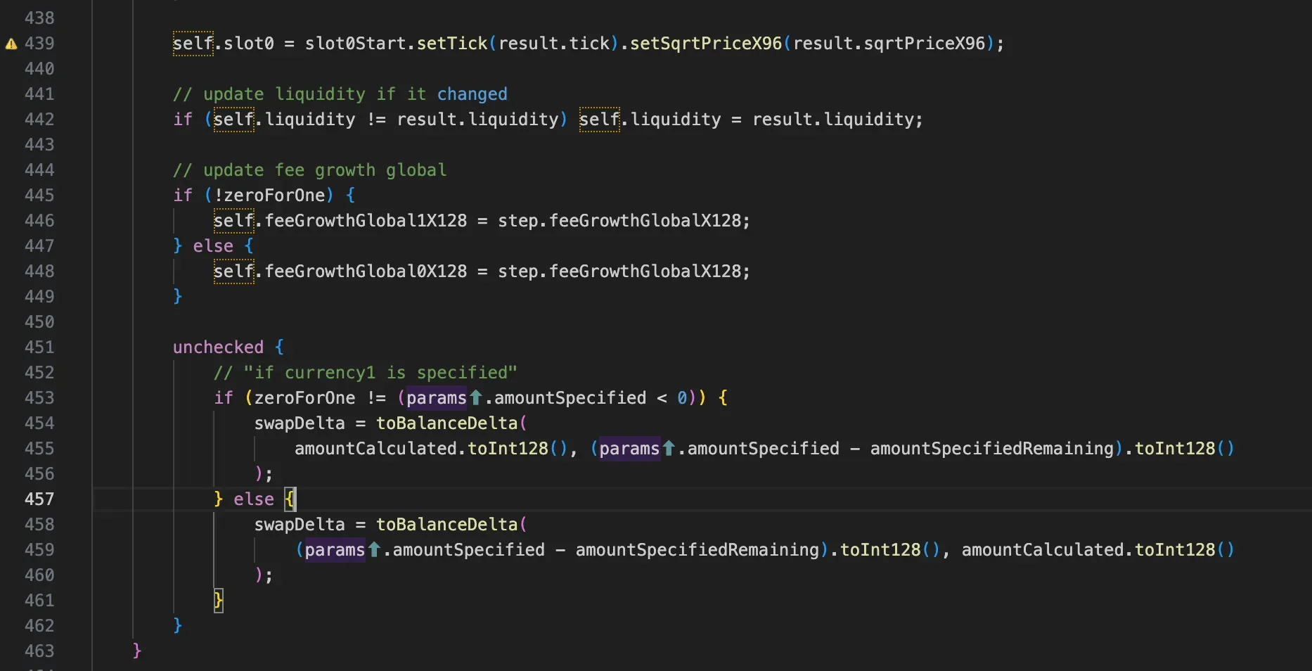 Swap Mechanics in Uniswap v4 Core